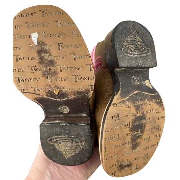 Twister Girls Toddler Size 5 Western Cowgirl Boots With Striped Pattern Flower - Picture 8 of 10